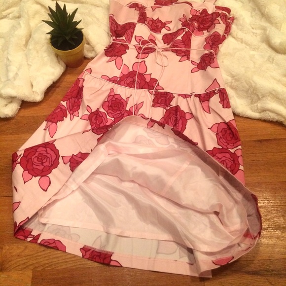 NWT Pink Floral Rose Print Dress - Picture 6 of 8